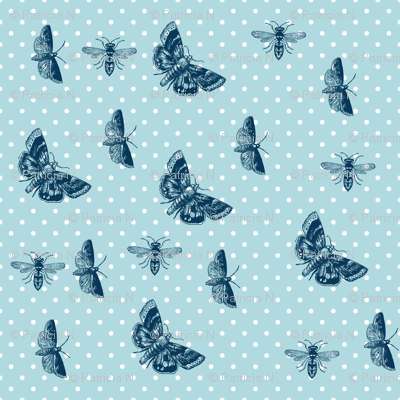 Polka Dots Butterflies and Bees
