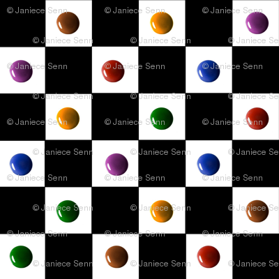 Checkerboard with bright paint drops
