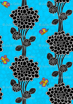 Flowered tree in blue. 