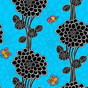 Flowered tree in blue. 