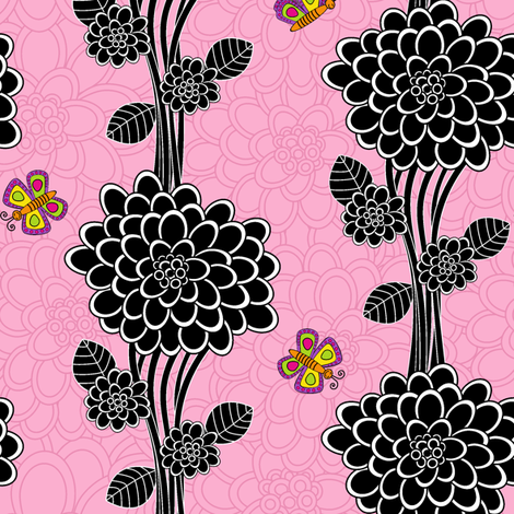 Flowered tree in pink. fabric by juliagrifol on Spoonflower - custom fabric