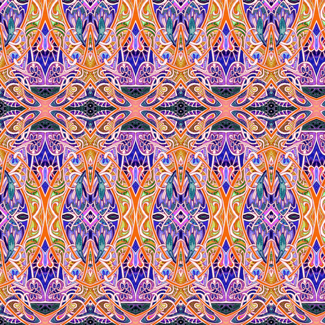 Moonlight Stroll (orange and purple psychedelic paths) fabric by edsel2084 on Spoonflower - custom fabric