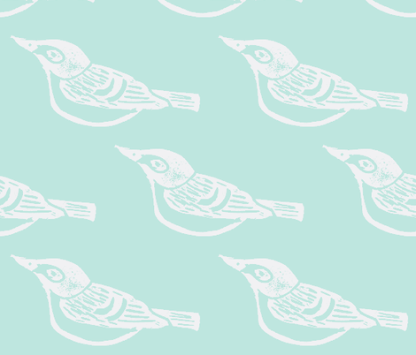 Black Capped Vireo Large - Bluebird-(White version) fabric by owlandchickadee on Spoonflower - custom fabric