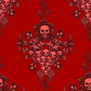 skullflower Damask - blood