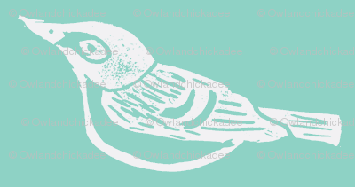 Black Capped Vireo Large - Bluebird-(White version - Med. Turquoise)