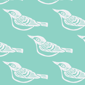 Black Capped Vireo Large - Bluebird-(White version - Med. Turquoise)