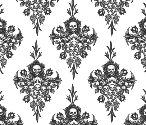 skullflower Damask - white