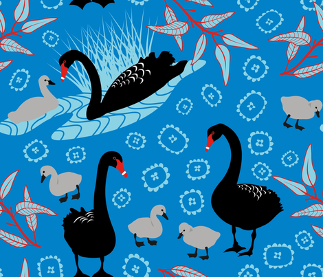 Black Swan Toile fabric by yellowstudio on Spoonflower - custom fabric