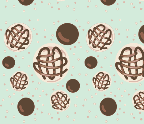 Bon bon explosion on mint fabric by theresa_grzecki on Spoonflower - custom fabric