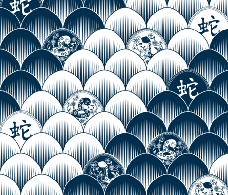 Snake scales - blue/white fabric by ittybittycraftster on Spoonflower - custom fabric