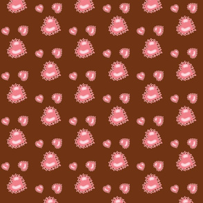 Pink Hearts on Chocolate