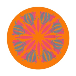  Orange Christmas Beetles Mandala T-Shirt Applique © 2012 seasparkles