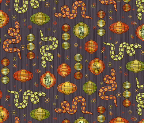 Snakes and Lanterns fabric by cjldesigns on Spoonflower - custom fabric