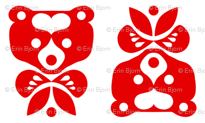 Love Bear -red on white