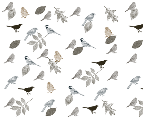 Birds and Leaves fabric by pencreations on Spoonflower - custom fabric