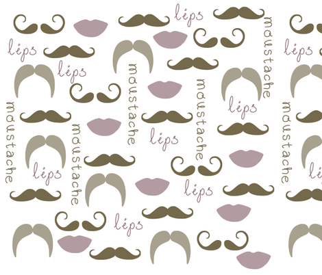 Mustache and Lips fabric by pencreations on Spoonflower - custom fabric