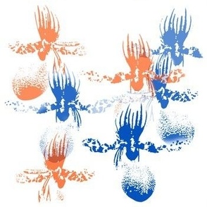 Blue + Orange Orchid Pattern