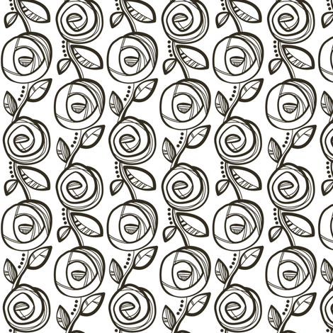 Deco Rose Black n White fabric by charlotteandstewart on Spoonflower - custom fabric