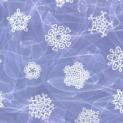 cut paper snow stars in blowing snow fabric by weavingmajor on Spoonflower - custom fabric