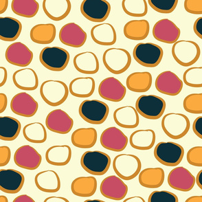Navy Pink Yellow Orange Spots