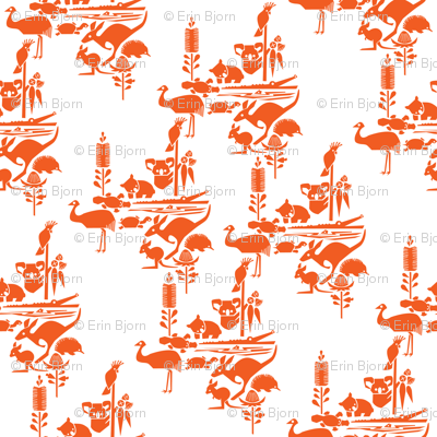 Animal Corroboree -small orange on white