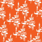 Animal Corroboree -large white on orange