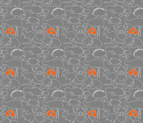 Oz Love grey linen fabric by bjornonsaturday on Spoonflower - custom fabric