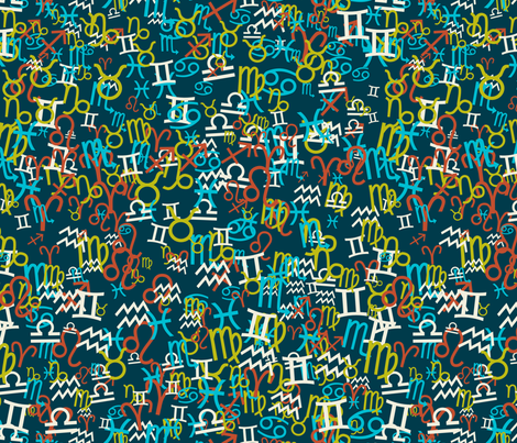 Zodiac ditsy dark fabric by ravynka on Spoonflower - custom fabric