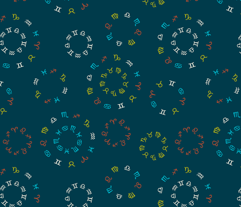 zodiac circles dark fabric by ravynka on Spoonflower - custom fabric