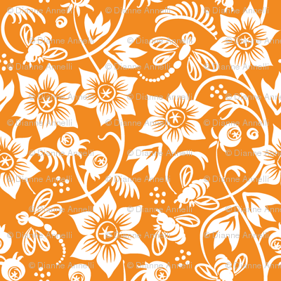 Dragonfly Bee Floral - Orange