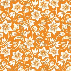 Dragonfly Bee Floral - Orange