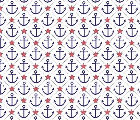 Anchors and Stars fabric by zenith123 on Spoonflower - custom fabric