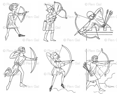  Medieval Archers on white