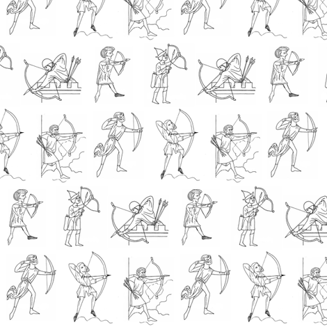  Medieval Archers on white fabric by rengal on Spoonflower - custom fabric