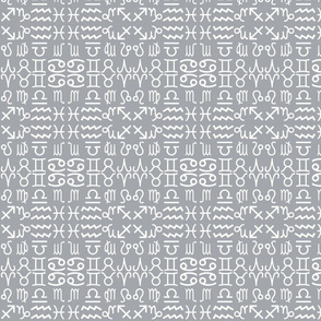 All together zodiac signs coordinating fabric in monochrome - grey