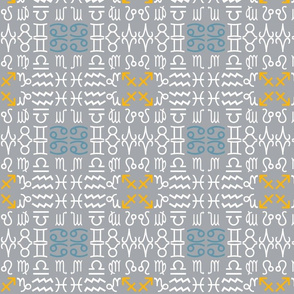 All together zodiac signs coordinating fabric on grey