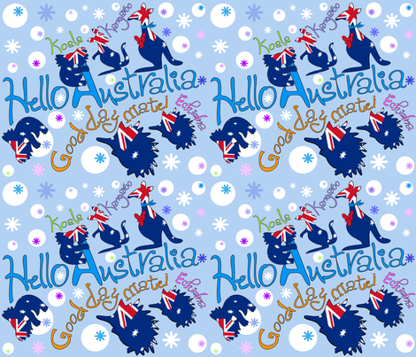 Hello-Australia-oz-animals fabric by cutiecat on Spoonflower - custom fabric