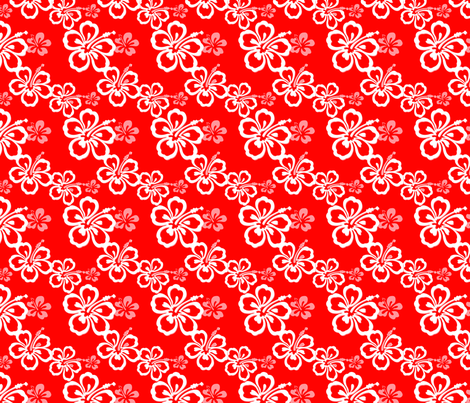 Red-Orange Hawaiian Flowers Pattern fabric by jamesdean on Spoonflower - custom fabric