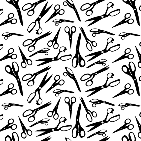 black scissors fabric by elinvanegmond on Spoonflower - custom fabric