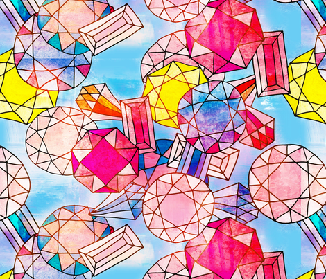 Zodiac Gemstones - Opal fabric by owlandchickadee on Spoonflower - custom fabric