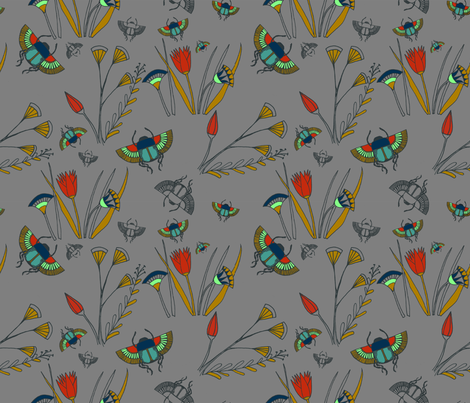 Scarab Floral fabric by violet's_pet_spider on Spoonflower - custom fabric