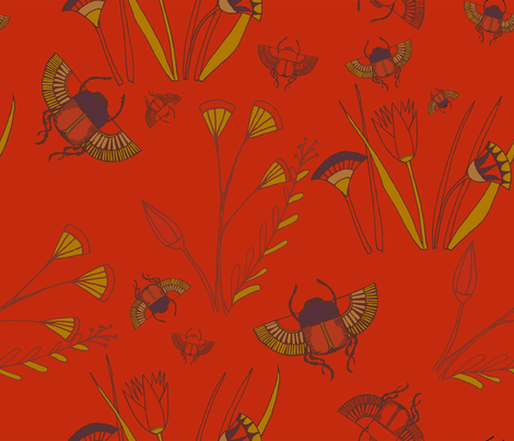 Scarab Floral Scarlet fabric by violet's_pet_spider on Spoonflower - custom fabric