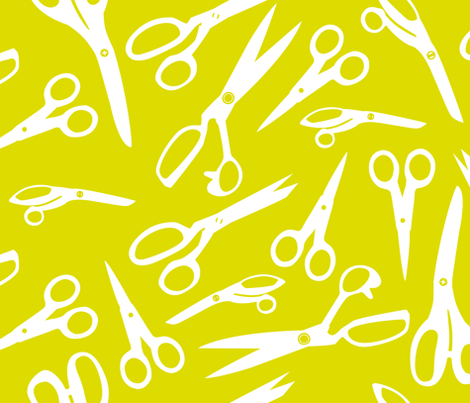 White scissors fabric by elinvanegmond on Spoonflower - custom fabric