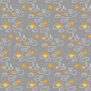 You Are My Sunshine Whales in Grey and Yellow