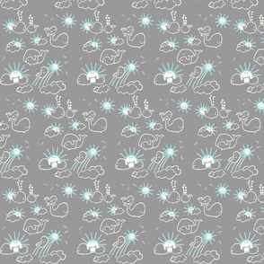 You Are My Sunshine Whales in Aqua