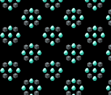 minecraft_diamonds-black fabric by ceruleana_fiber_arts on Spoonflower - custom fabric