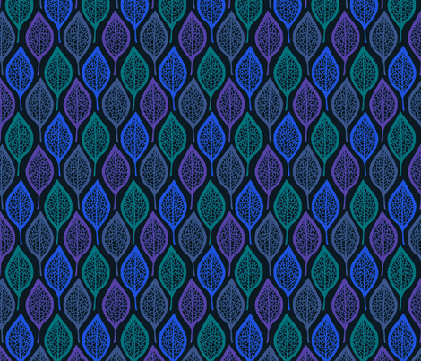 Skeleton Leaves - Night fabric by siya on Spoonflower - custom fabric