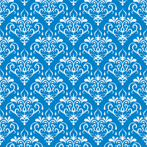 damask small -  blue and white fabric by ravynka on Spoonflower - custom fabric