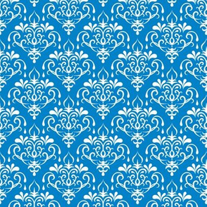 damask small -  blue and white