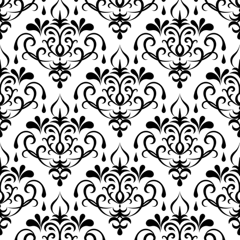 damask - white and black fabric by ravynka on Spoonflower - custom fabric